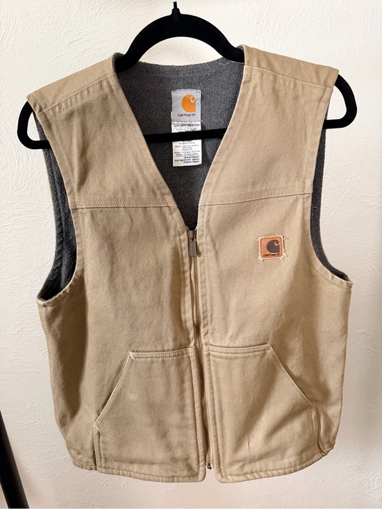 Carhartt Other - Carhartt Khaki Canvas Zip Vest Size Small
